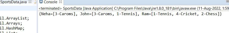  HashMap with Multiple Values Associated with the Same Key Output
