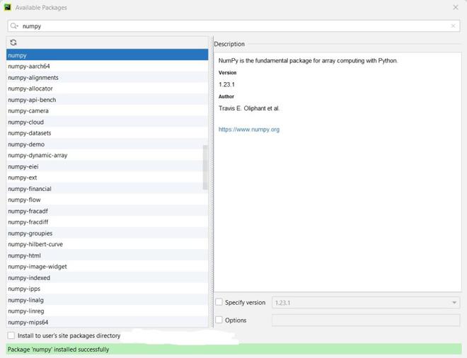 How to install NumPy in PyCharm?