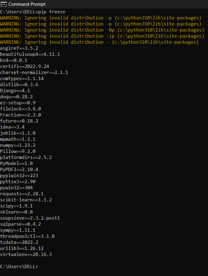 Check the Django Version using the pip
