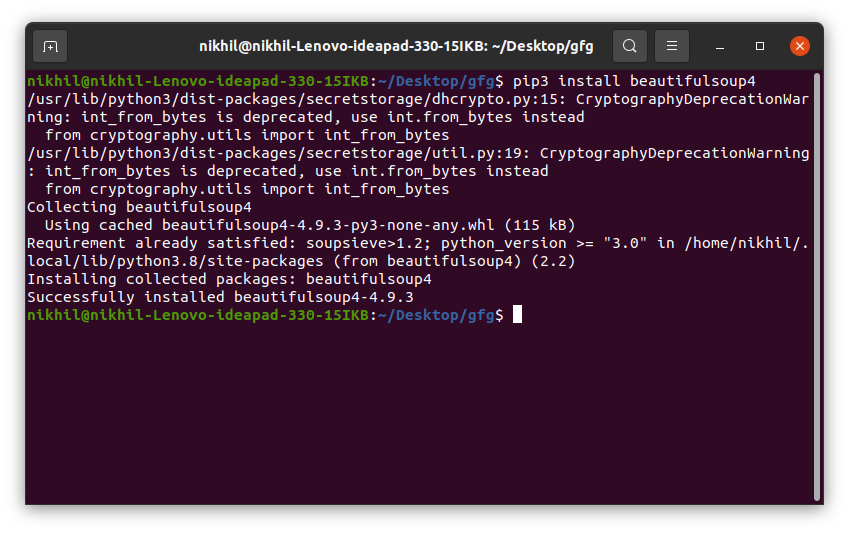 Python BeautifulSoup install