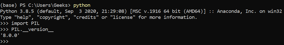 verifying the installation of PIL