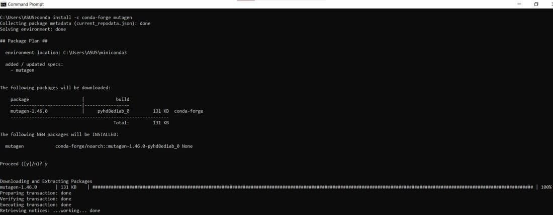 installation of mutagen using conda