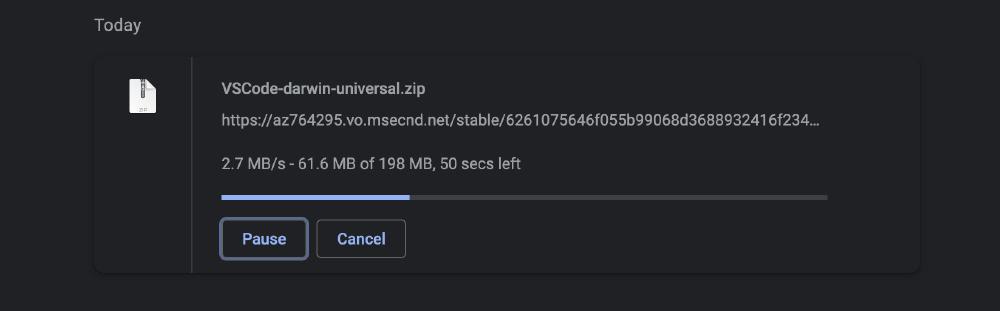 Downloading of Visual Studio Code