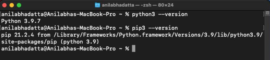 checking python and pip version in macos