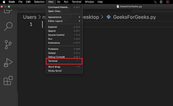 View and Terminal in Visual Code