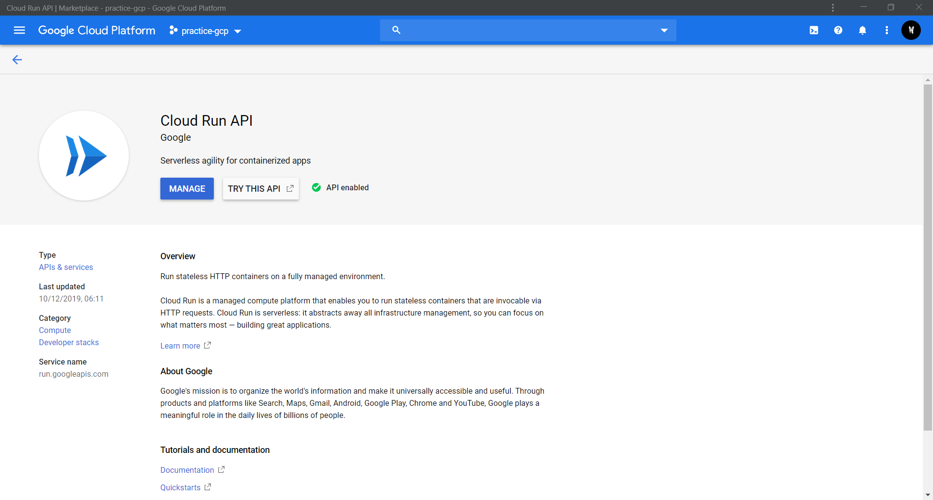 CLOUD RUN API