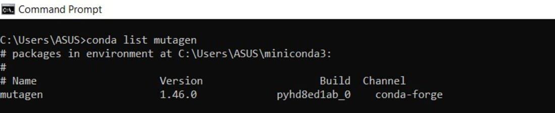 verifying mutagen installation