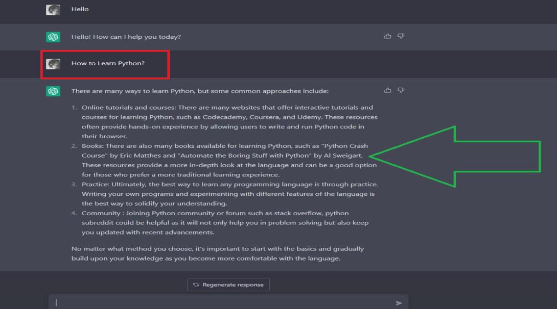 chat gpt examples