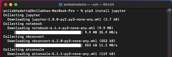 installing Jupyter Notebook package on macOS using pip