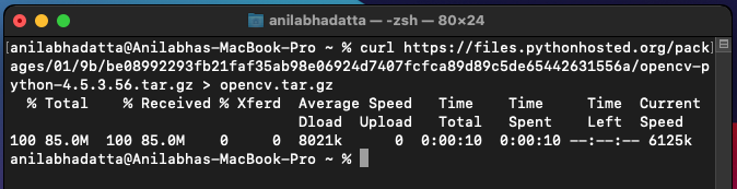 downloading the source package for Opencv 4 in macos
