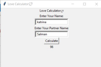 Love Calculator GUI Application in Python