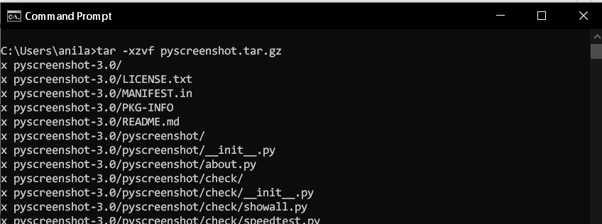 Extracting-the-pyscreenshot.tar.gz-file