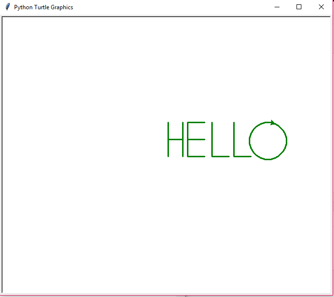 Printing 'Hello ' using turtle