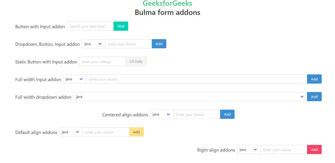 Bulma Form addons