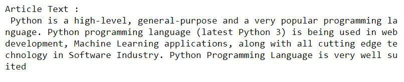 article text extraction from article using Python