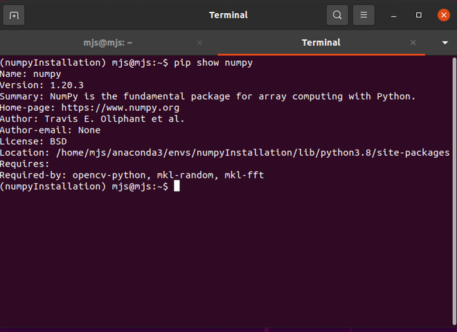 Verifying Numpy Installation on Linux