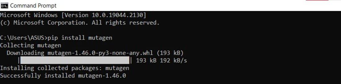 installing pip using mutagen