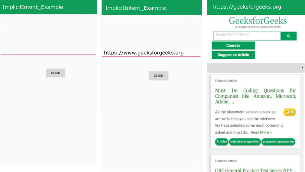 Implicit and Explicit Intents in Android