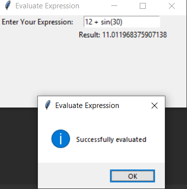 Evaluate expression working