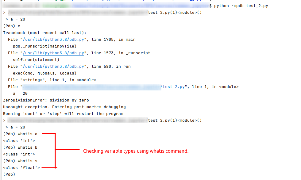 pdb whatis command