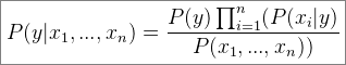 Naive Bayes classifier equation