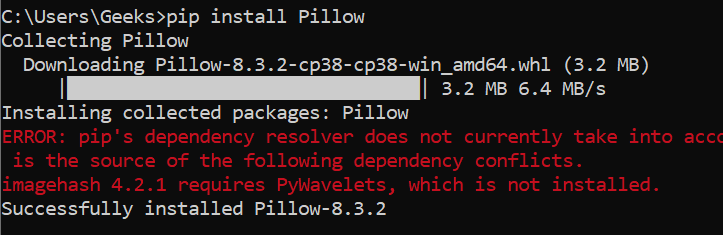 installing PIL package using PIP