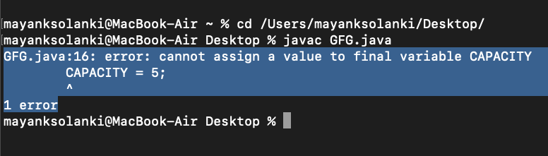 Final Variable Throwing Compile-time Error