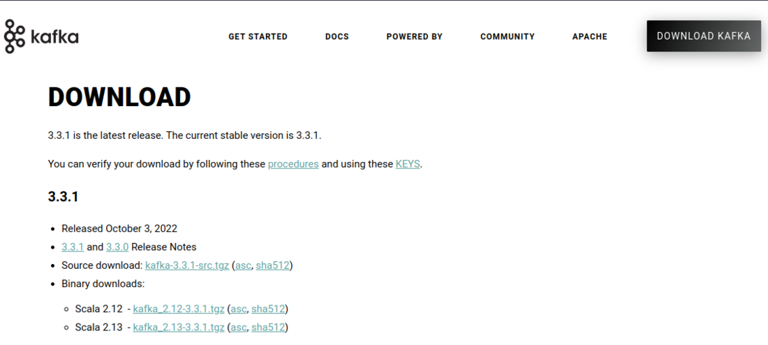 Downloading binary version of Apache Kafka