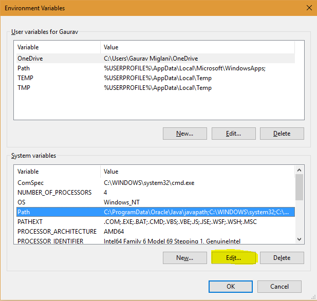 java environment setuo