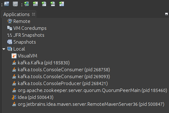 List of running applications.